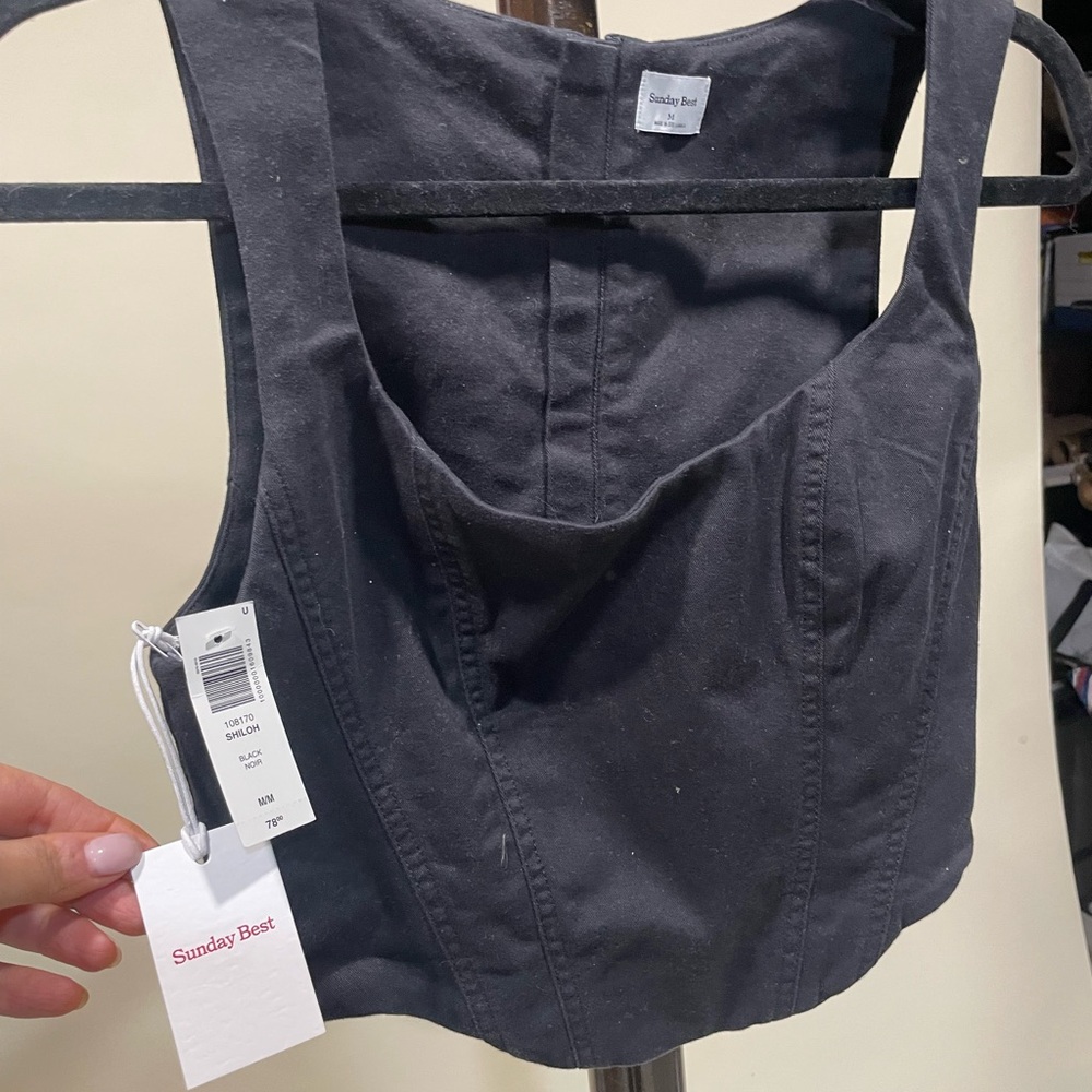 Sunday Best Black Structured Cotton Bustier Corset Crop Top